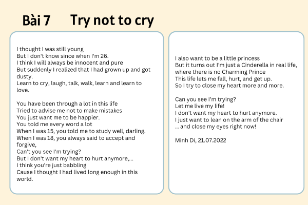 Bài số 7: Try not to cry