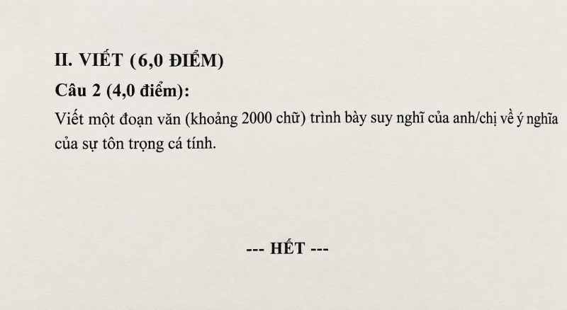 Bài mẫu làm nghị luận xã hội về tôn trọng cá tính.